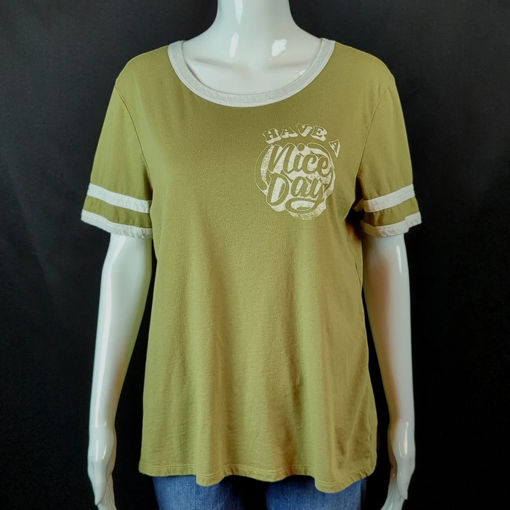 Arizona Jeans sz XL Have a Nice Day Short Sleeve Green T-Shirt